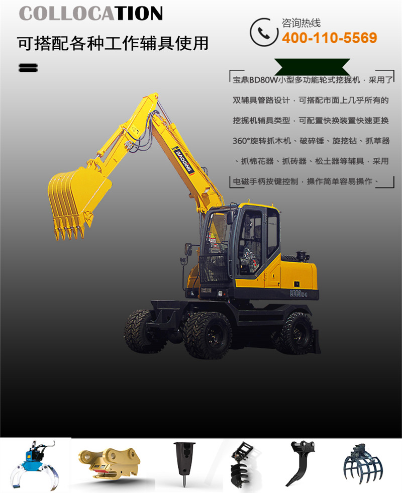 mgm美高梅网址BD80W-8轮式挖掘机一机多能设计